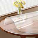 Vicwe Clear Round Table Protector 48 Inch,1.5mm Clear Round Table Cover Protector, Plastic Table Cover, PVC Rounds Table Pad for Coffee Table, Dining Room Tables
