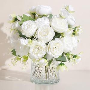 Luyue 1 Pack Peonies Artificial Flowers Vintage Faux Peony Bouquet Fake Flower for Vase Silk Floral Arrangements for Table Centerpiece Wedding Decoration Indoor Home Decor