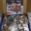 HOGOKIDS 3 Style Christmas 2025 Gingerbread House Building Set with Light - 1477PCS Christmas Holiday Snow Village Building Block Toy with Xmas Tree Train Gifts for Adults Kids Girls Boys Ages 6+