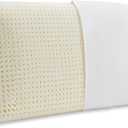 Talalay Latex Pillow, Medium Soft Latex Foam Pillow for Sleeping, Standard Size Bed Pillow for Back with Removable Cotton Inner Cover, Side and Stomach Sleepers, Helps Relieve Shoulder and Neck Pain