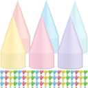 Sotiff 200 Pcs Pastel Birthday Party Hats and Noisemakers Sets 100 Rainbow Party Cone Hats 100 Metallic Macaron Blower Blowouts for Baby Shower Bridal Wedding Birthday Supplies