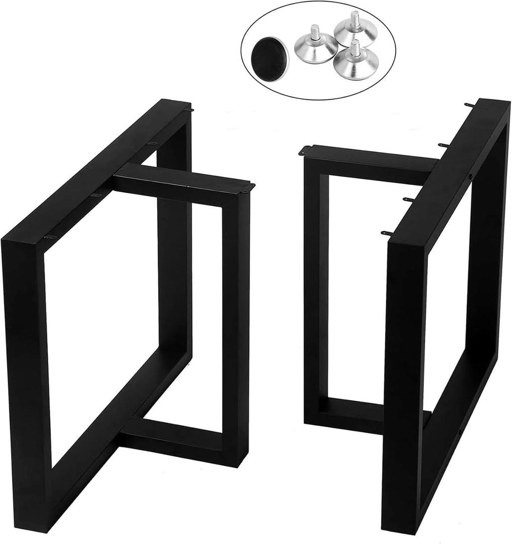 TIEOU 28 Inch Metal Table Legs Heavy Duty T Shape Metal Desk Legs Set of 2 Industrial Black Table Legs,Modern (28" H X35''W)