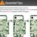 Compatible for iPhone 17 Air Case with Card Holder Cute - Kawaii Design Military-Grade Drop Protection Rugged Wallet Cases for Women (Green Magnolia Flowers Florals)