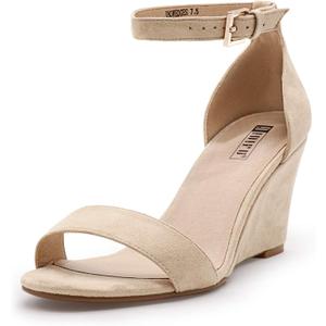 IDIFU Women's Classic Wedge Heels Sandals | 3 Inch Ankle Strap Open Toe Evening Dress Wedding Shoes