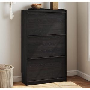 Shoe Cabinet with 3 Flip Drawers, 23.62" W Narrow Shoe Storage Cabinet for Entryway, Slim Shoe Organizer with Adjustable Shelves, Freestanding Shoe Rack for Hallway, Living Room, Black, 9.45"D x 23.62"W x 45.47"H