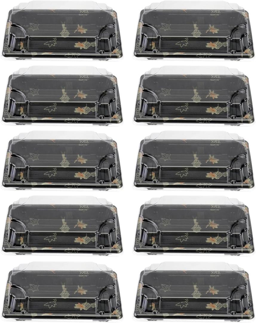 Yardwe Disposable Sushi Box with Lid 100Pcs Take Out Containers for Sushi Fruit Desserts Cake Carrier Black Durable Food Storage Boxes for Restaurants Food Trucks Parties 5.5X3.3X1.2 Inch
