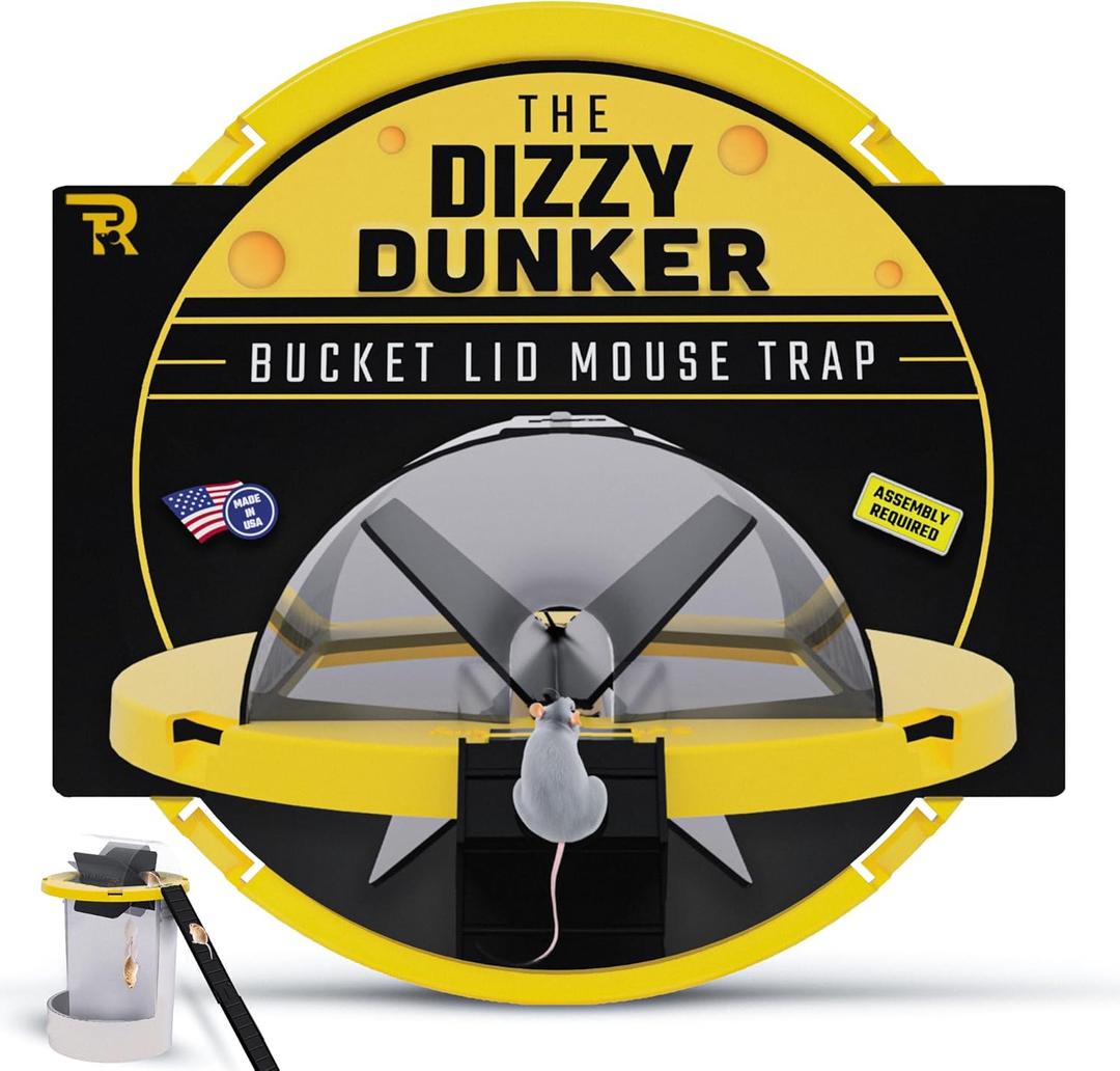 RinneTraps | Dizzy Dunker Bucket Lid Mouse Trap | Made in USA | Multi Catch | Humane | Indoor/Outdoor | (1 Pack