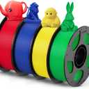 ANYCUBIC PETG Filament 1.75mm Bundle, 3D Printer Filament, Dimensional Accuracy +/- 0.02mm, Exceptional Toughness, 1KG Reusable Spool, 4KG Red+Green+Blue+Yellow