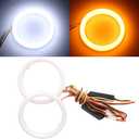 Qasim 1-Pair 90MM White+Amber Switchback 108SMD 4014 LED Halo Ring Angel Eyes Led DRL Fog Light Turn Signal Lamps 12V
