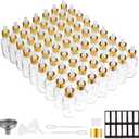 PrettyCare Glass Eye Dropper Bottles 2oz (60ml), 63 Pack Clear Empty Thick Bottles Bulk with Leakproof Golden Caps - With Labels & Funnels for for Storage, Travel,Essential Oils, DIY Serums, Tincture