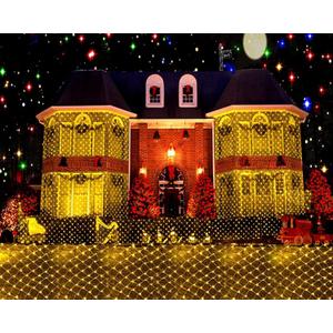 LED Net lights, 200 LED Christmas Light Fairy String Decorative Mesh Warm White for Cocktail Party Birthday BBQ Bistro Cafe 9.8ftx 6.6ft