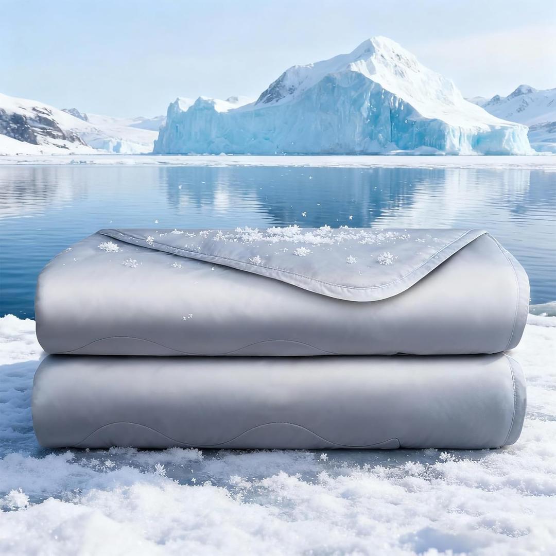 Cooling Comforter Queen Size, Summer Cooling Blanket for Hot Sleepers, Breathable and Lightweight All Season Bedding for Night Sweats, Cooling Technology for Hot Nights, 90"x90", Gray