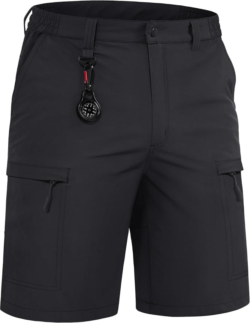 TACVASEN Men's Hiking Cargo Shorts Quick Dry Lightweight for Outdoor Golf Fishing Tactical Casual with Multi Pockets (38, Black)