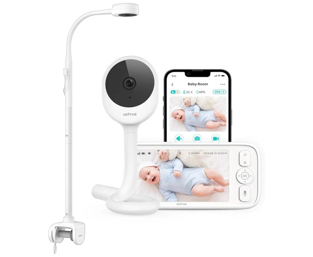 NETVUE Peekababy Baby Camera Monitor Video - Baby Monitor with Camera and Audio, 5" Display, 2-Way Talk, 4 in 1 Bracket Meets The Needs in All Scenarios, Smart Phone App, Cry Detection