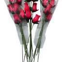24 Individual Red Wooden Roses