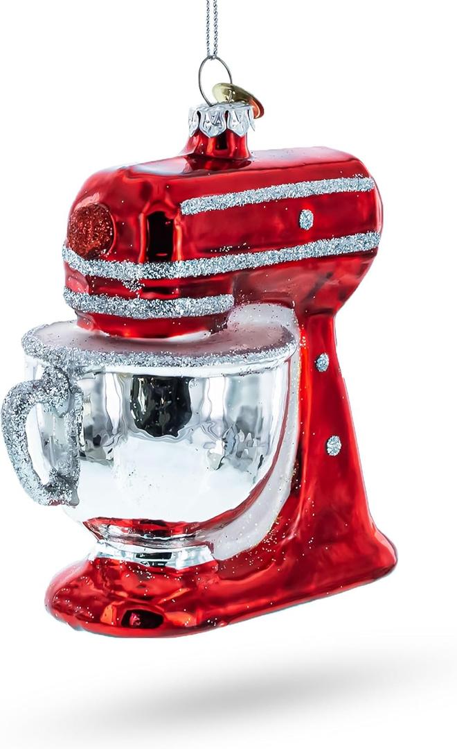 Retro Stand Kitchen Mixer Blown Glass Christmas Ornament