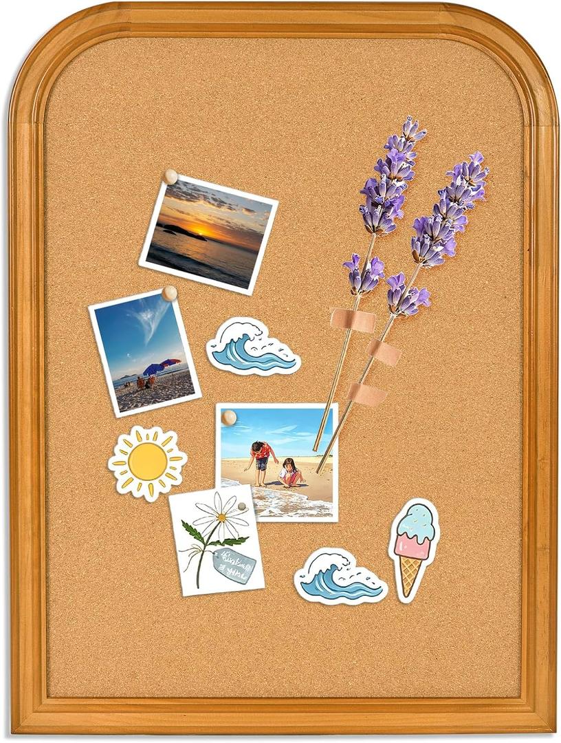 Decorative Cork Bulletin Board, 23.6"x17.7" Wall-Mounted Vision Board with FrameIdeal for Office Decor, School Use, Photo Display, and Reminders(DH-2R2S-4560)