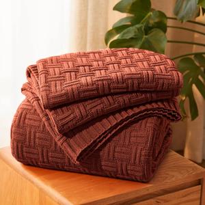 Aormenzy 60x80 Soft Cozy Acrylic Throw Blanket, Cable Knit for Couch Sofa Bed, Rust