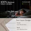 Pleated Linen Blackout Curtains 112 Inches Long for Living Room Pinch Pleat for Track System Custom Made Memory Shape Drape 100% Black Out Light Blocking Bedroom Window Curtain Greige Burlywood Birch
