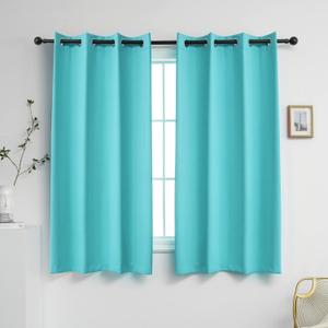 YGO Blackout Curtains for Bedroom Thermal Insulated Window Curtain Panels for Living Room 63 inches Long Room Darkening Window Treatment Sets 2 Panels Turquoise