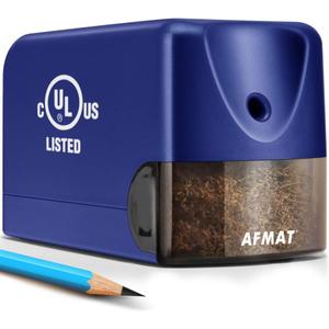 AFMAT Electric Pencil Sharpener, Heavy Duty Pencil Sharpeners for Classroom, Home, UL Listed Pencil Sharpener for 6.5-8mm No.2/Colored Pencils, 10000+ Sharpening Times, Model S230 (Item No. PS28), Blue