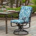 Arden Outdoor Midback Chair Cushion, 18 x 16.5, Rain-Proof, Fade Resistant Aqua Blue Fusion Floral | Dining Chair Cushion, Rain-Proof Seat Pad, Fade-Resistant, Mold and Mildew Resistant