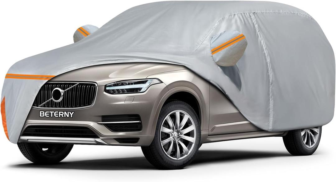 Car Cover for 2015-2026 Volvo XC90, Waterproof Custom-fit All Weather Sun Rain UV Snow Dust Protection Windproof Outdoor XC90 Full Car Cover with Door Zipper & Cotton Lining-Gray