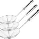 Spider Strainer Set of 3 Asian Strainer Ladle Stainless Steel Wire Skimmer Spoon with Handle for Kitchen Frying Food, Pasta, Spaghetti, Noodle-30.5cm, 32cm, 35cm