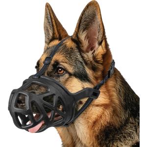 BARKLESS Dog Muzzle, Basket Muzzle for Biting, Chewing and Scavenging, Humane Cage Mouth Cover, Perfect for Grooming and Training Large Aggressive Reactive Dogs (L, Black)