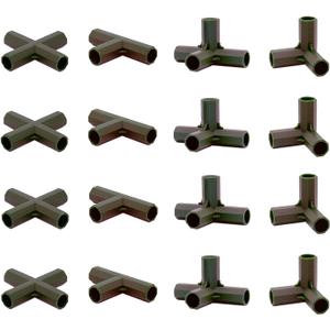 16PCS Fitting 16MM 4 Types Stable Support Heavy Duty Greenhouse Frame Building Connector Black Suitable for Grape Trellis Sunscreen Shed Gardening