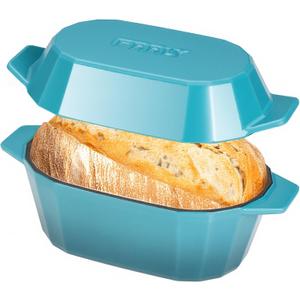Enameled Cast Iron Dutch Oven for Bread Baking  3QT Oval Round Heavy Duty Bread Pan with Lid, Non-Stick Ceramic Coating,Loaf Cast Iron Bread Oven for Sourdough, Baking, Roasting, Braising, Stovetop & Oven Safe (Blue)