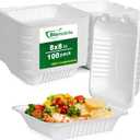 To Go Food Containers Disposable, Compostable Clamshell Containers 8x8, To Go Boxes For Food 100 Pack, Biodegradable Sugarcane Take Out Containers, Disposable Food Containers With White Bagasse