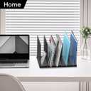 File Organizer for Desk, 5-Section Vertical File Sorter, Paper Holder Organizer Standing Metal File Folder for Office Home Classroom, Black