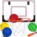 NI-ROU Indoor Mini Basketball Hoop for Kids,Mini Basketball Hoop with Electronic Scoreboard & 2 Balls,Over The Door Basketball Hoop with LED Lighting, Basketball Wall-Mount Hoops & Goals Toys