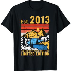 Est. Vintage 2013 10th Birthday Limited Edition 10 Year Old T-Shirt, S