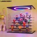 LANSCOERY Acrylic Display Case with RGBW Lights, 6 Tier Black