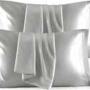 Bedsure Satin Pillowcase Standard Set of 4 - Silver Grey Silky Pillow Cases for Hair and Skin 20x26 Inches, Pillow Covers with Envelope Closure, Gifts for Women Men