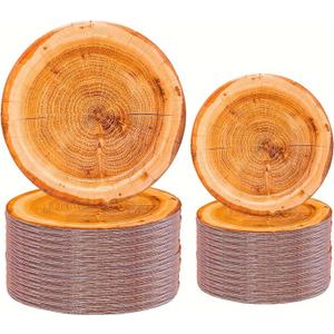 50Pcs Wood Grain Paper Plates Wood Grain Party Supplies 9"&7" Rustic Wood Slice Paper Plates for CampFire Camping Woodland Animal Baby Shower Lumberjack Cut Timber Birthday Party Decorations (50)