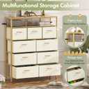 9 Drawer Fabric Dresser, Bamboo Fabric Drawer Dresser, Large Capacity Storage, for Bedroom and Living Room