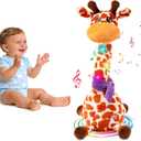 Dancing Talking Giraffe Toy, Stuffed Animal Baby Toy Repeating What You Say, Glowing Musical Electronic Giraffe Gifts for Toddlers 1-3 Years Old, Easter Gift for Kids (Giraffe)