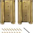 Pair of 4" Double Action Spring Hinge Stainless Steel Cafe Saloon Door Swing Self Closing Brass with Screws