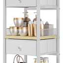 Flycity Makeup Organizer Cart with Drawers, 5 Tier Rolling Makeup Cart, Floor Skincare Organizers, Vanity Organizer Storage with Wheels Cosmetic Display Cases for Skin Care Perfume Nail Polish, White (11.4"D x 13"W x 34"H)