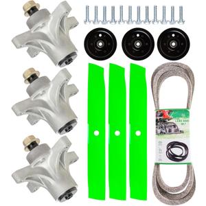 Deck Rebuild Kit for Spindles Blades Pulley Belt Toro Time Cutter Z5000 Z5020 Z5030 Includes 3 Spindle 117-7268 3 Blade 110-6837-03 112-9759-03 1/2"x141-1/2" 1 Belt 120-3892 3 Idler Pulley 106-2175
