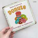 2 x Sweet And Delicious Donuts Sign Decor Iron Poster Painting Tin Sign Vintage Wall Decor For Cafe Bar Pub Home Beer Decoration Crafts (8x8 Inch)