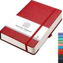 AHGXG Lined Journal Notebook - 320 Numbered Pages A5 College Ruled Notebook Thick Journal for Writing, 100gsm Lined Paper, Leather Hardcover, for Women Men Work Office School, 5.75'' X 8.38''-Red