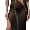 Mekong Delta Calla Me Maybe Mesh Cover-Up Beach Swim Dress Black (Black, M)