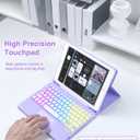MePadKey Touchpad Keyboard Case for iPad 6th 2018/5th Generation 2017 9.7 inch, 7-Color Backlight Type-C Charging Keyboard with Pencil Holder Cover Fit iPad Air 2/Pro 9.7 (Purple)