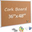 Board2by Bulletin Board 36 x 48, Silver Aluminium Framed 4x3 Large Wall Mounted Cork Office Notice Pin Board