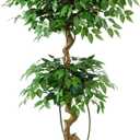 5FT Artificial Ficus Tree with White Planter, Tall Faux Ficus Tree with Lifelike Leaves and Realistic Trunk, Artificial Plants Indoor for Décor Home Office Living Room