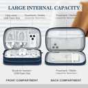 FYY Electronic Organizer, Travel Cable Organizer Bag Pouch Electronic Accessories Carry Case Portable Waterproof Double Layers Storage Bag for Cable, Cord, Charger, Phone, Earphone, Medium Size, Navy
